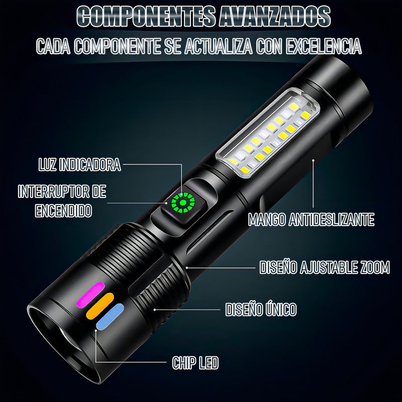 Linterna Táctica Recargable Arcashopping Potente 90000 Lm Led Camping Blanco/rojo Negro