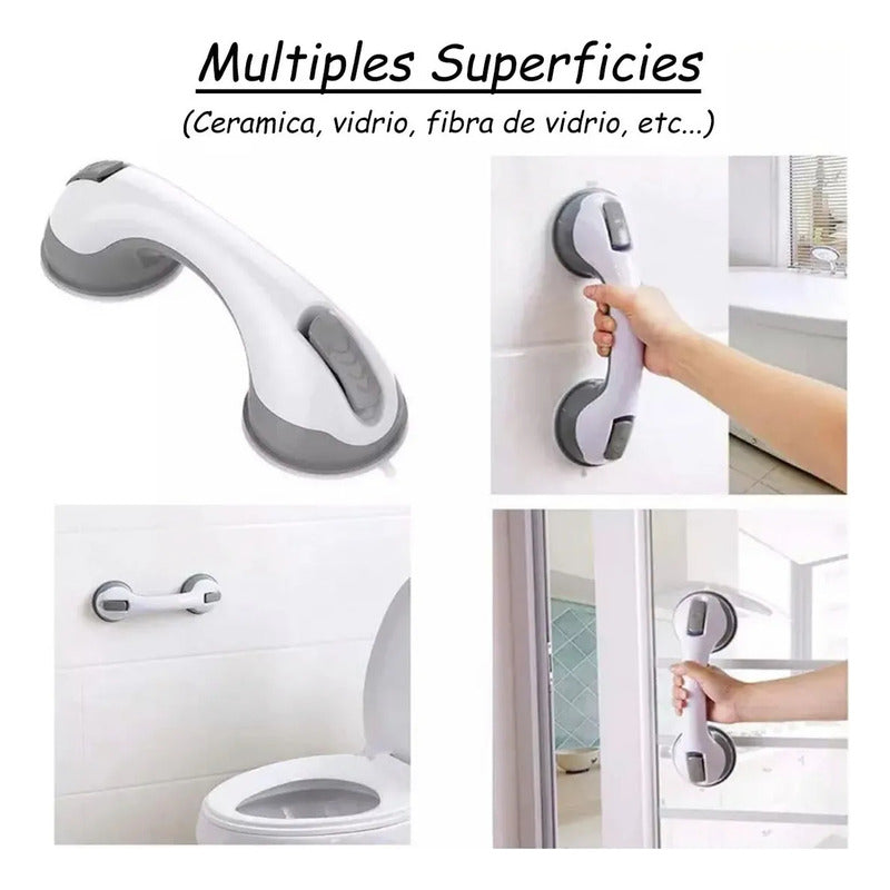 Barra De Seguridad Para Ducha Y Baño Okshop Abatible Con Ventosas Antideslizante Blanco Blanco/gris