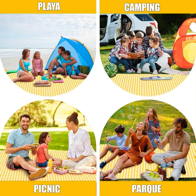 Manta De Playa Okshop Impermeable 200x200cm, Plegable Para Picnic Y Camping Verde