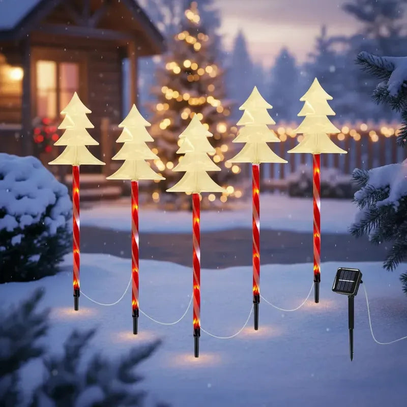 Pack X5 Luces Navideñas Estacas Solares Luces Navidad Solar Luces Arbol Calida