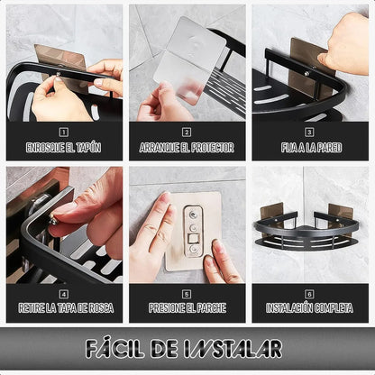 Pack 2 Organizador Para Ducha Organizador Esquinero Ducha Negro