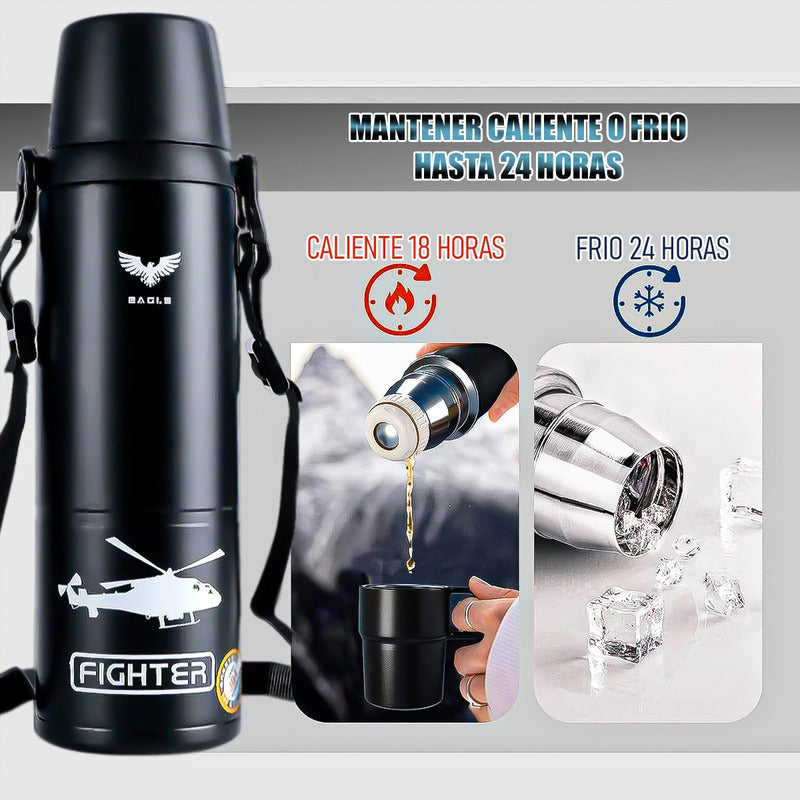 Termo Agua Caliente Botella Termica Termo Cafe Termo 1 Litro Negro