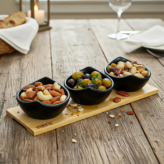 Set 3 Bowl Ceramica Aperitivos Bandeja Wayu Aperitivo Cuenco Negro