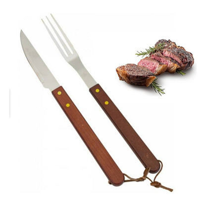 Set Parrillero Para Asado Kit Parrillero Cuchillo + Tenedor