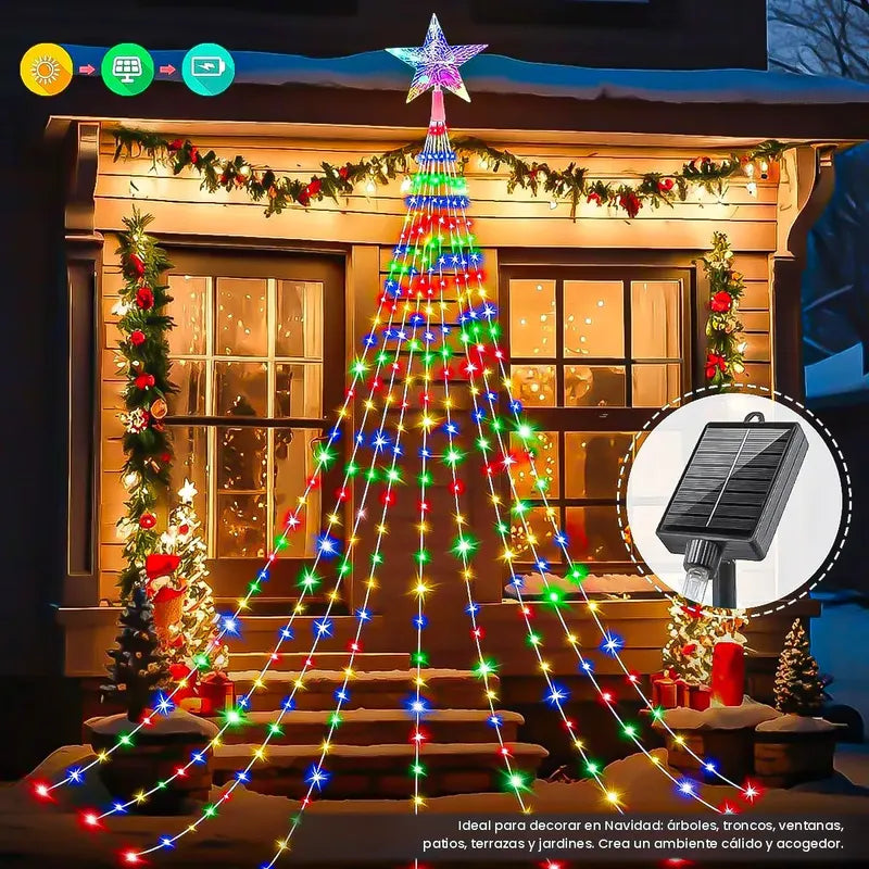 Luces Arbol Navidad Guirnaldas Solares Luces Navidad Solar Amarillo