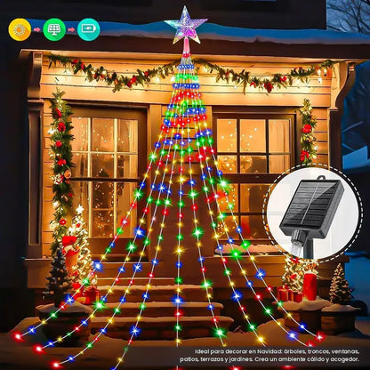 Luces Arbol Navidad Guirnaldas Solares Luces Navidad Solar Amarillo