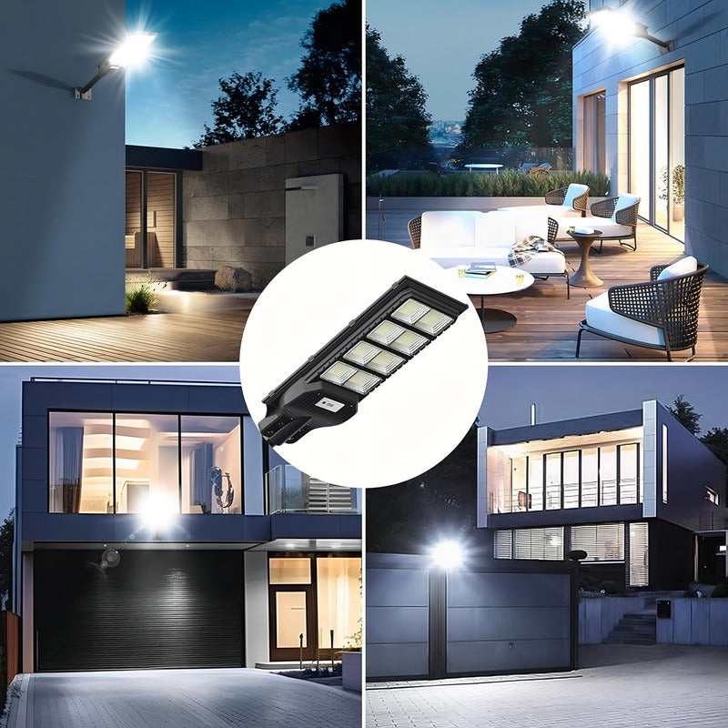 Reflector Led Solar Arca De 1 Kw Con Sensor De Movimiento Y Luz Blanca Negro Blanco