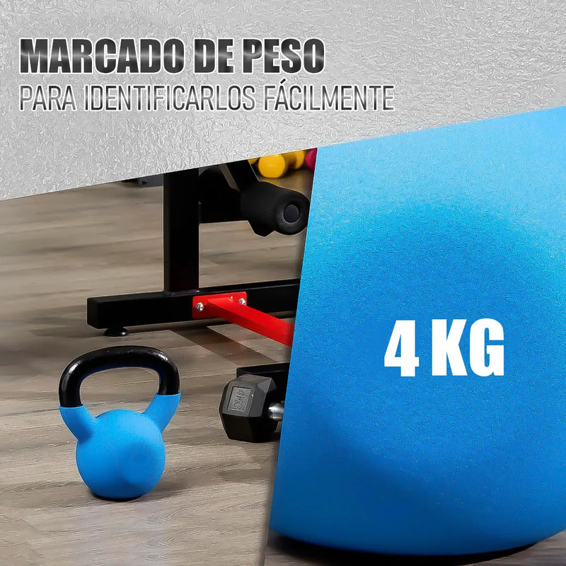Pesa Rusa Kettlebell 4 Kg Vinilo Verde Con Revestimiento Y Asa Ancha