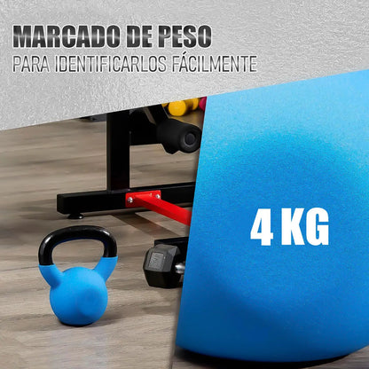 Pesa Rusa Kettlebell 4 Kg Vinilo Verde Con Revestimiento Y Asa Ancha