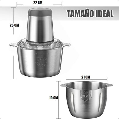 Procesador De Alimentos Okshop Picatodo Eléctrico De Acero Inoxidable Y 2 L Gris