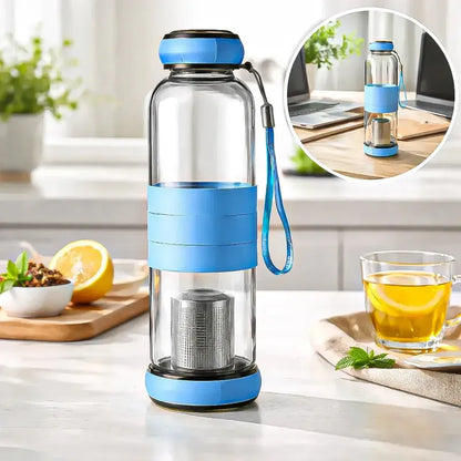 Botella Infusora De Té Okshop Azul De Vidrio