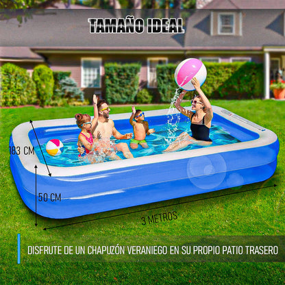 Piscina Para Niños Piscina Rectangular Familiar 3 Metros Azul