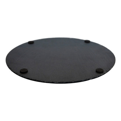 Plato Redondo Piedra Pizarra 25 Cm Wayu Color Negro