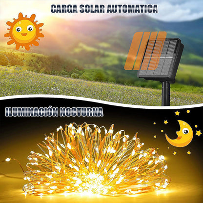Guirnalda Solar 100 Led Pack 2 Luces Hada Solares Navidad Calida