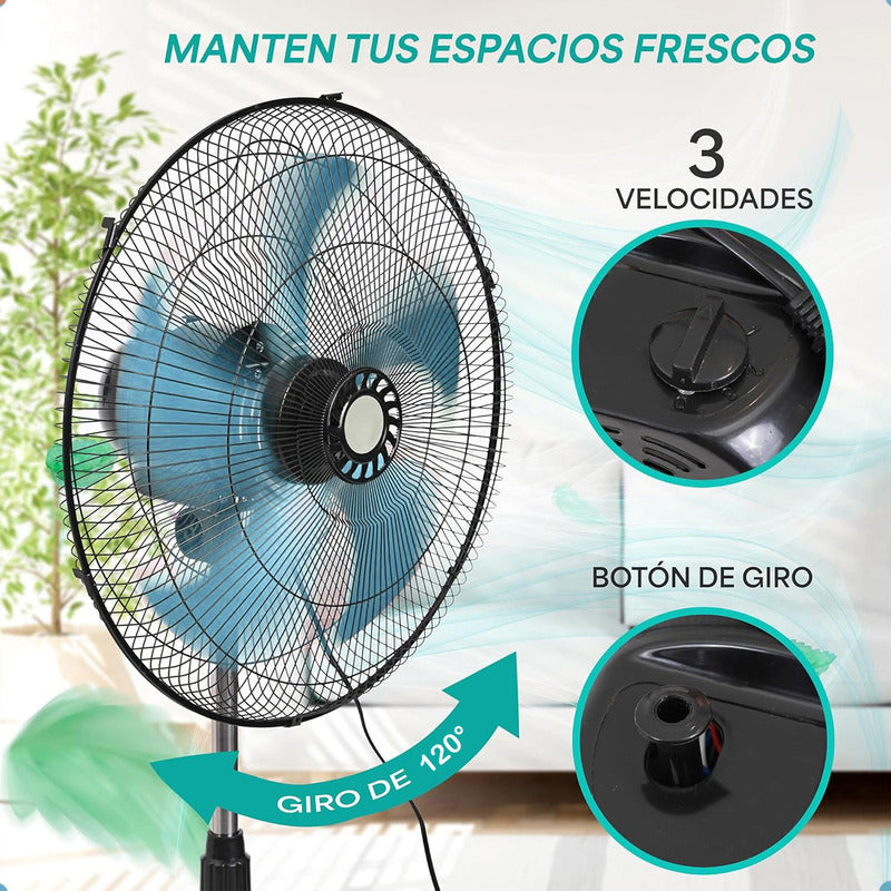 Ventiladores Metalicos Ventilador Pedestal Ventilador Indoor 50 Cm 50 Hz Negro Azul Metálica 5
