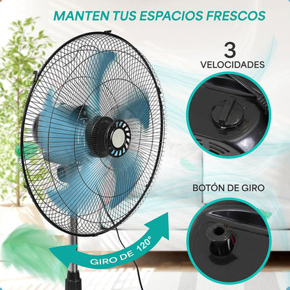 Ventiladores Metalicos Ventilador Pedestal Ventilador Indoor 50 Cm 50 Hz Negro Azul Metálica 5