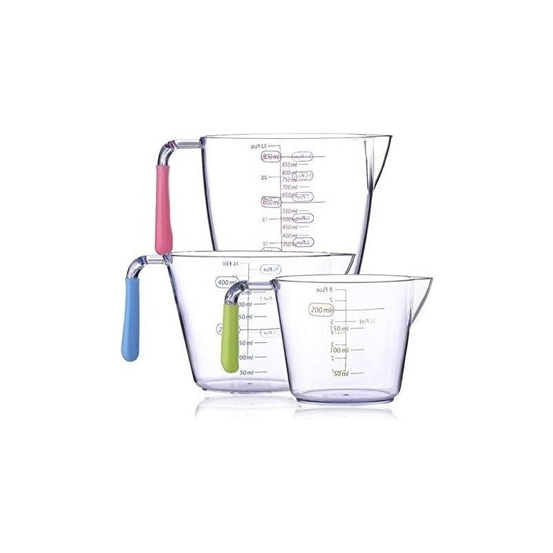 Juego De 3 Jarritas Medidoras Para Cocina Color Transparentes