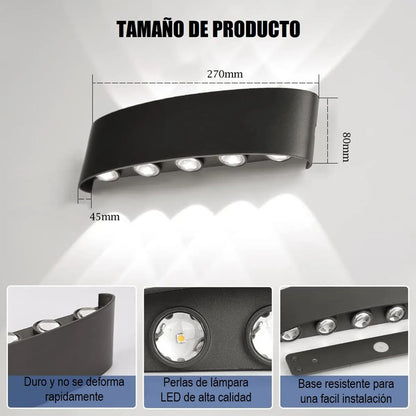 Pack 2 Aplique Muro Luces Led Para Muro Lampara De Pared 10w Negro