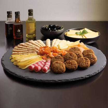 Plato Giratorio Wayu De Piedra Pizarra Negro Y 33 Cm