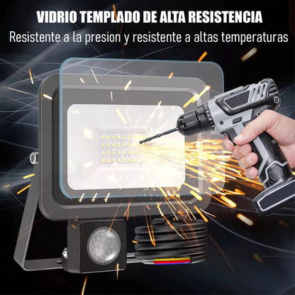 Reflector Led 50w Negro Con Sensor De Movimiento Y Ángulo Ajustable Para Exterior Ip67 Blanco Frío