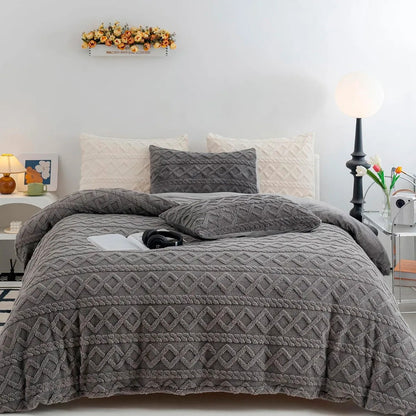 Plumon 1.5 Plazas Edredon De Cama Cubrecama Chiporro Coberto Gris Oscuro