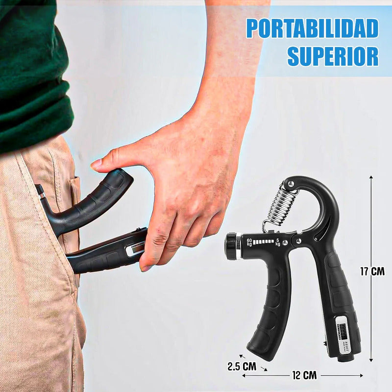 Ejercitador De Mano Okshop Resistencia Ajustable 5 - 60 Kg Azul