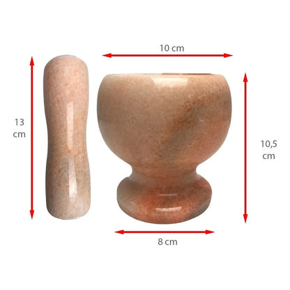 Mortero De Granito Mediano Con Pilón De Mármol De 12.5 Cm Para Especias Y Salsas Okshop Salmón