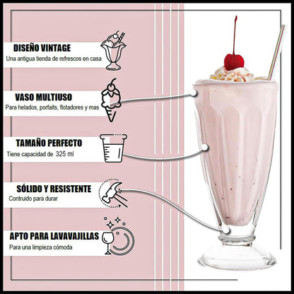 Set 12 Vasos De Vidrio Vasos De Postre Vasos De Helado 325ml Vidrio