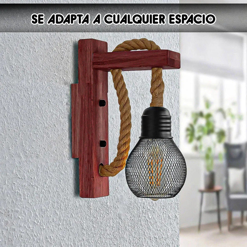 Lámpara De Pared De Madera Marrón Para Interior Y Exterior