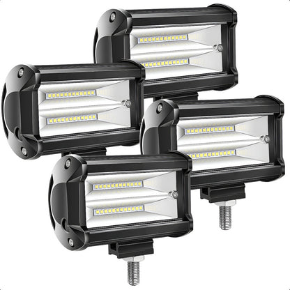 Pack X4 Focos Led Para Autos Barra Led 4x4 Neblinero 72w Negro