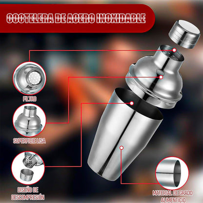 Coctelera Profesional Vaso Coctelero Acero Inoxidable 500ml Acero Inoxidable