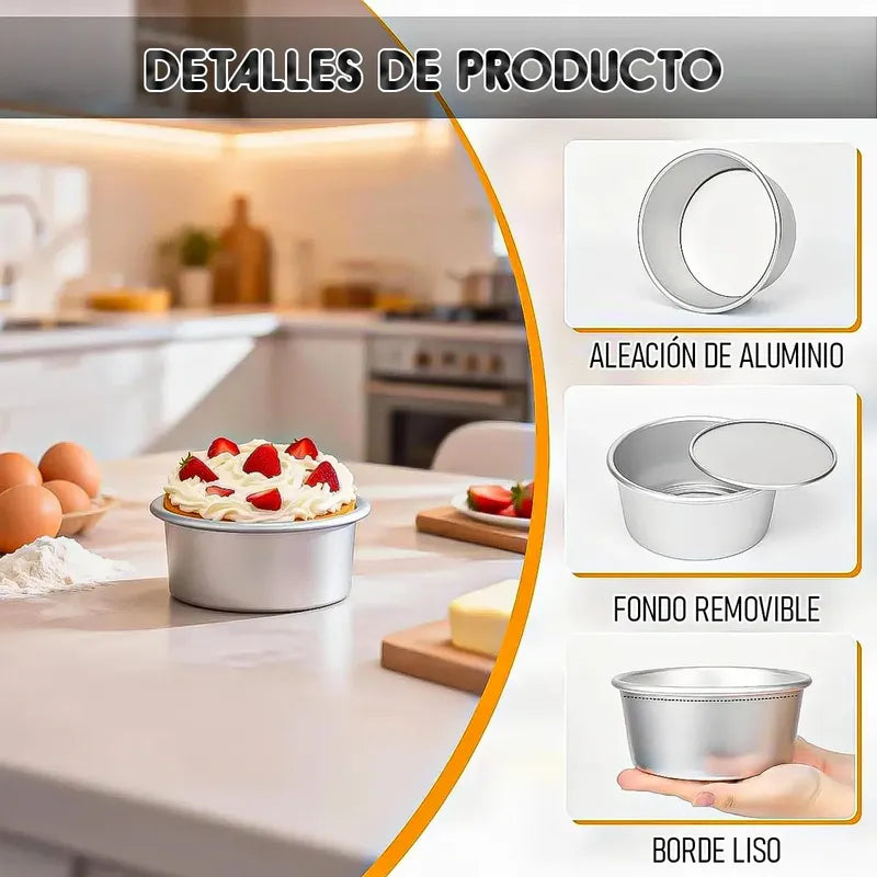 Moldes De Queque Molde Aluminio Molde Torta Desmontable 15cm Okshop Moldes De Aluminio De Torta Molde Desmontable Queque... Gris