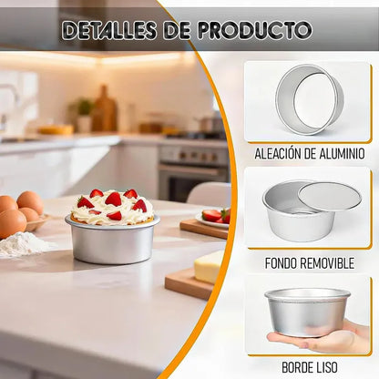 Moldes De Queque Molde Aluminio Molde Torta Desmontable 15cm Okshop Moldes De Aluminio De Torta Molde Desmontable Queque... Gris