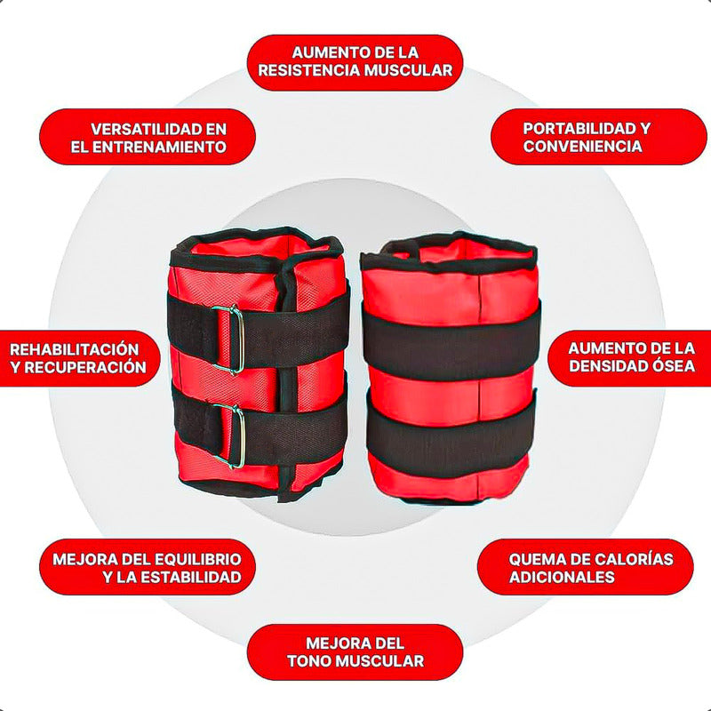 Pesas Para Tobillos Set Pesas Tobillo 2kg Pesas Tobilleras Rojo