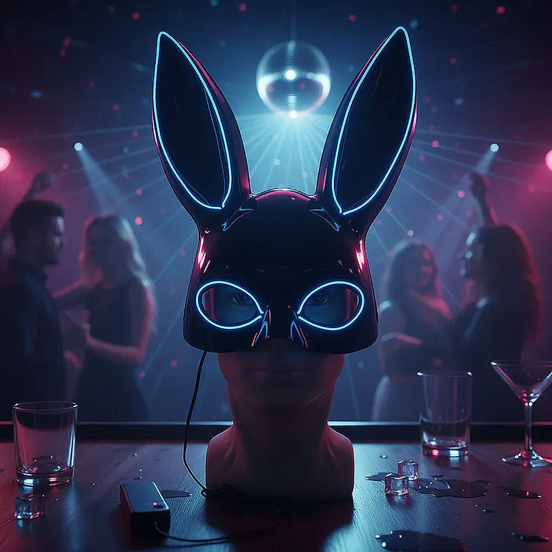 Mascara De Conejita Con Luces Mascara Para Halloween Disfraz Negro Conejito