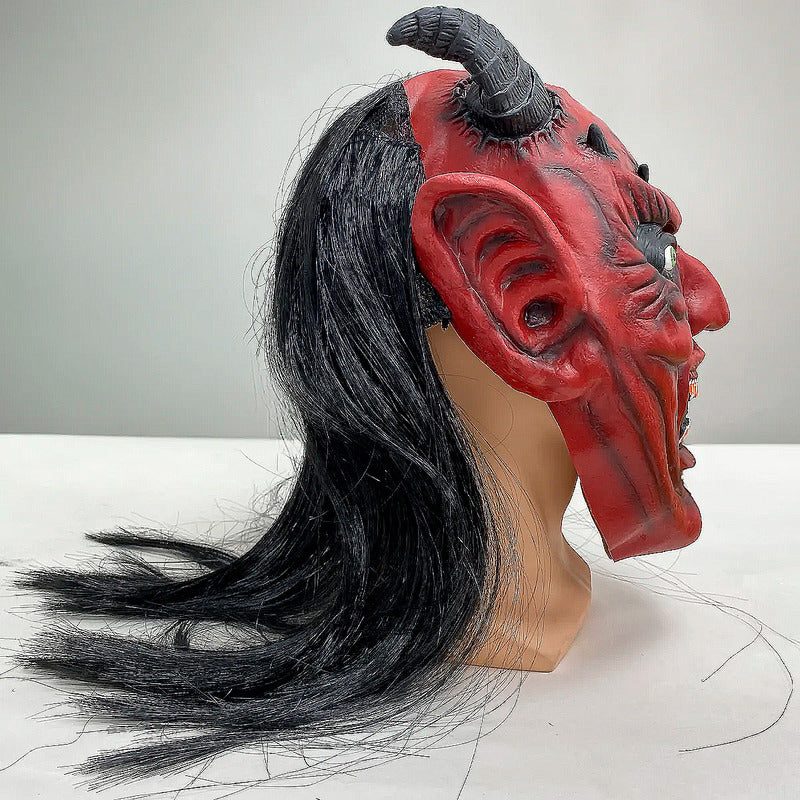Máscara De Látex Demonio Máscara De Terror Halloween Disfraz Rojo Máscara De Demonio