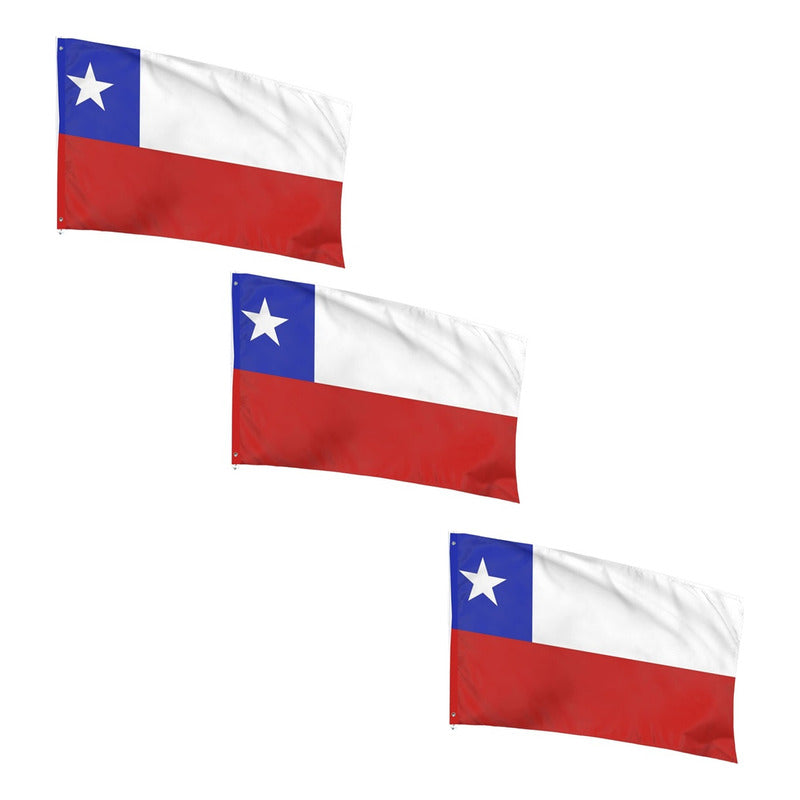 Pack X3 Bandera Chilena Bordada Banderas De Chile 135x90