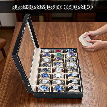 Porta Relojes Organizador De Reloj Caja De Reloj 24 Pzas Negro