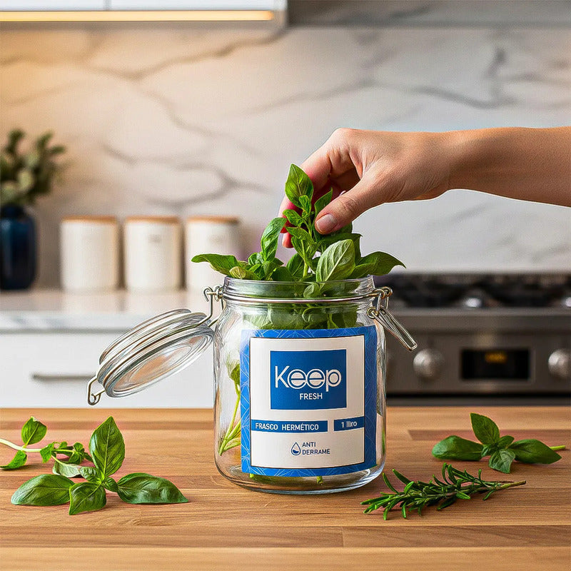 Contenedor De Alimentos Frasco Hermetico Frasco Vidrio 1 L Fucsia