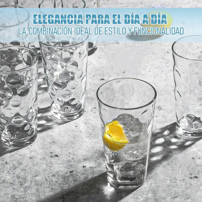 Set De 6 Vasos De Vidrio Okshop Para Jugo O Bebidas De 300 Ml
