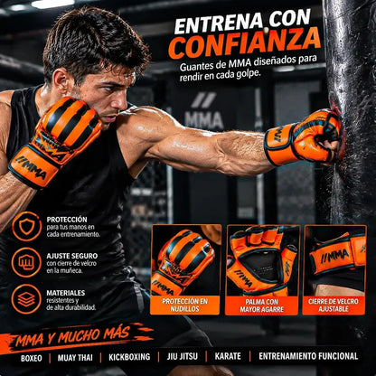 Guantes Mma Guantes De Kick Boxing Guantes Artes Marciales Okshop Guantes Mma Dedos Abiertos Entrenamiento Artes... Unica Naranja