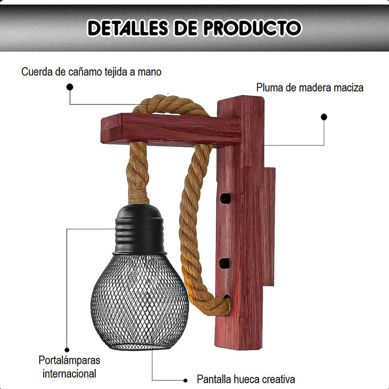Lámpara De Pared De Madera Marrón Para Interior Y Exterior