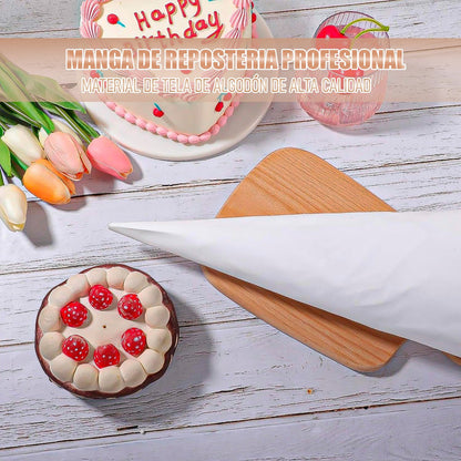 Pack 4 Mangas Reposteria Profesional Manga Pastelera De Tela Blanco
