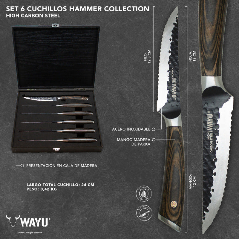 Set 6 Cuchillos Hammer Cuchillos Wayu Cuchillos Acero Wayu Arcashopping Cuchillos Para Carne Cuchillos Elegantes Cuchillos Wayu Juego De Cuchillos Cuchillos De Acero Inoxidable Cuchillos Dentados