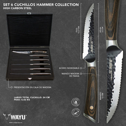 Set 6 Cuchillos Hammer Cuchillos Wayu Cuchillos Acero Wayu Arcashopping Cuchillos Para Carne Cuchillos Elegantes Cuchillos Wayu Juego De Cuchillos Cuchillos De Acero Inoxidable Cuchillos Dentados