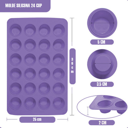 Pack 2 Molde Silicon Reposteria Moldes Cupcakes 24 Cup Horno
