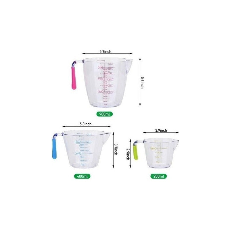 Juego De 3 Jarritas Medidoras Para Cocina Color Transparentes