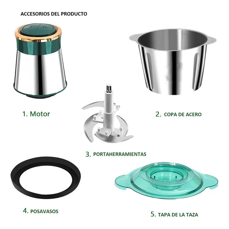 Procesador De Alimentos Picadora Procesadora Alimentos 2l Verde