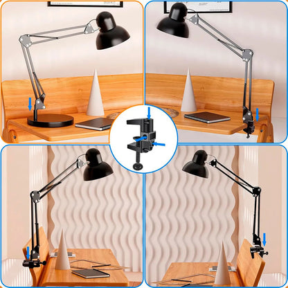 Lamparas De Velador Lampara Escritorio Flexible Ajustable Lamparas De Escritorio Incandescente E27 Flexibles Metal Lampara Estudio Led Mesa Aluminio Halogena 40w Negra Okshop