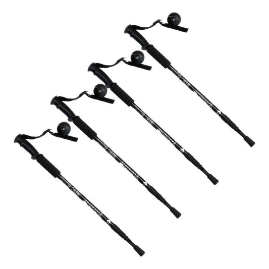 Pack De 4 Bastones De Trekking Antishock Plegables Okshop, De Aluminio Negro Con Mango Antideslizante